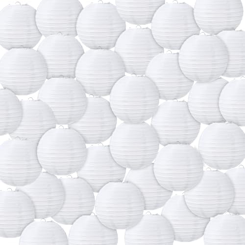 Treela 72 Pack White Chinese Paper Lanterns for Wedding Party Decor, 8" by Treela