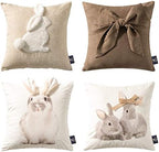 Phantoscope Pack of 4 Happy Easter Throw Pillow Case Cushion Cover Wonderful Rabbits 18 x 18 inches 45 x 45 cm by Phantoscope