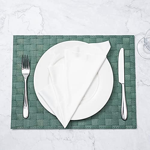 Restaurantware Rectangle Green Woven Placemat, 16 x 12 in, 6 Pack - Image 4