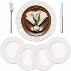 4 Pack Woven Round Rattan Chargers 13 Inch, White by Unknown