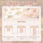 3 Pcs Floral Table Runner 10ft Embroidery Soft Flower Tulle - Image 7