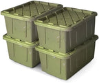 HOMZ Durabilt Plastic Storage Bins with Lids, 27 Gal, Green Camo, 4 Pack by Homz