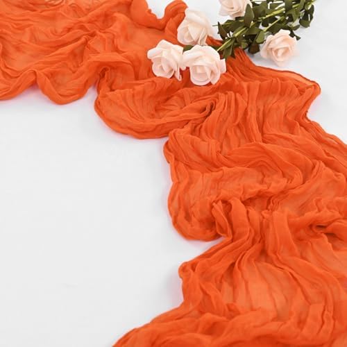 30 Pack Orange Table Runner 10Ft Cheesecloth Table Runner Boho Gauze Cheese Cloth Table Runners Romantic Long Sheer Fabric Burnt Orange Table Runners for Wedding Party Bridal Shower - Image 7
