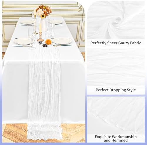 12 Pack White 10Ft Cheesecloth Table Runner - Image 3
