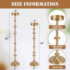 Maxdot Gold Metal Pillar Candle Holder 36" 29" Tall Decorative Taper Candle Stand Set of 2 Vintage Floor Candlestick Holde for Housewarming Wedding Christmas Halloween Living Room - Image 3