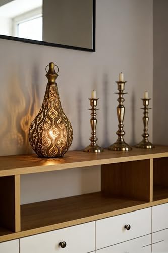 11.6inch Moroccan Lantern Lamp Decorative Candle Holders for Ramadan Decorations, Hanging, Outdoor Patio or Porch, Indoor Home Decor（Gold） - Image 4