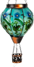 Starsoul Frog Hot Air Balloon Solar Lantern with Candle Holder Glass Outdoor Solar Hot Air Balloon Flickering Flame Lamp Hanging Garden Light Waterproof for Lawn Porch Tree Yard Decorations by Starsoul