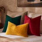 JUSPURBET 28x28 Euro Velvet Throw Pillow Covers Set of 2,Burgundy - Image 2