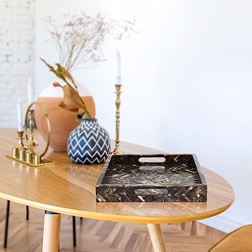 Handicrafts Home Handmade Resin Inlay Decorative Ottoman Serving Tray,12x12 - Image 7