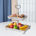 Tiered Tray Wooden Dessert Plate Serving Tray Display Stand Fruit Snack Holder Layered Wood Suitable for Dinning Room Gift Home Parties, Rectangle - Image 6