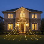 Glooglitter Ramadan Mubarak Eid Moon Star Lights Outdoor Decor 11.5ft Warm LED Waterfall Lights Extension Cord USB Powered for Tree Outside Yard Garden Patio Wall Porch Decorations - Image 6