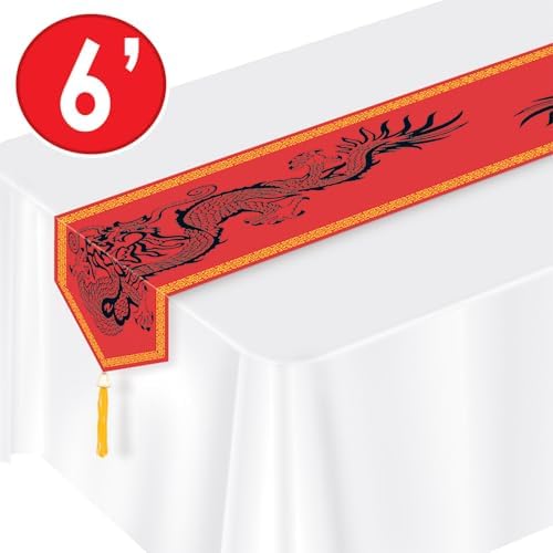 Beistle Asian-Themed Party Decoration Set – Authentic Good Luck Coins, Red Dragon Table Runner, and 3-D Gong Centerpiece, Chinese-Inspired Décor for Lunar New Year, Festivals & Cultural Celebrations - Image 4