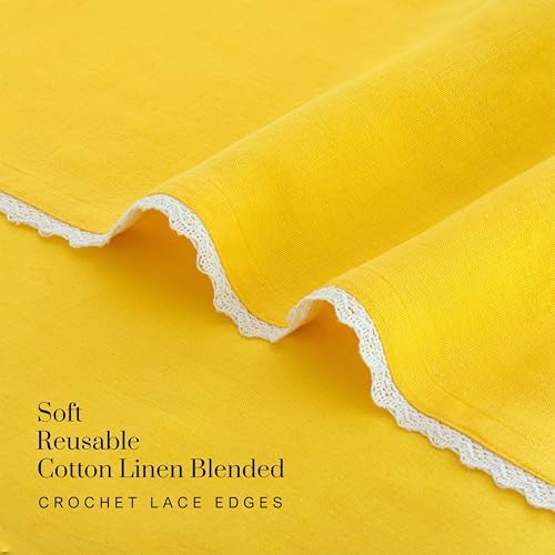 FINGERCRAFT Lace Cloth Napkins, Cotton Linen, 12 Pack, 20x20 Inch, Yellow - Image 6