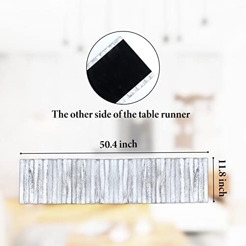 Wooden Table Runner,Natural Durable Wood Table Runner,50 x 12 Inches,Coffee Table Runner with Thick Felt Backing,Table Decorations for Dining Room,Farmhouse Decor,Wedding Decor,White - Image 5