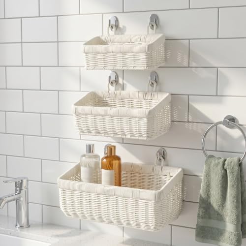 Wicker Hanging Baskets for Bathroom, Kitchen, Entryway, Set of 3 - Image 5