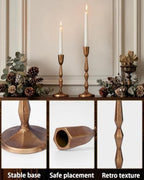 Gold Cast Iron Taper Candle Holders Antique Decorative Candlestick Holder - Image 4