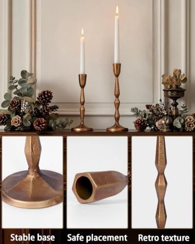 Gold Cast Iron Taper Candle Holders Antique Decorative Candlestick Holder - Image 4