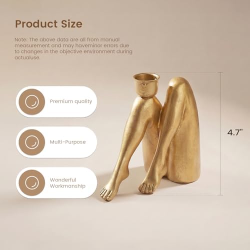 Gold Metal Taper Candle Holder – Single 4.7 Inch Vintage Candlestick with Kick Leg Design, Decorative Candle Holder for Table Centerpieces, Wedding Decor, Mantel, Farmhouse Home Accent (Golden-2) - Image 4
