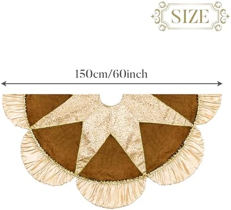 Valery Madelyn 60" Sparking Gold Christmas Tree Skirt for Tree Decorations - Image 6