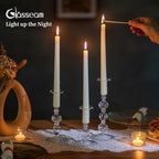 Glasseam 3 Pcs Glass Taper Candlestick Holders with Bobeche for Centerpiece - Image 3