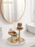 NUPTIO Large Gold Pillar Candle Holders, Set of 2 - Image 4