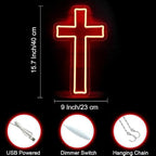 Jesus Cross Neon Sign Red Led Cross Lights Wall Decor Art Lamp Light-Upside Down Light Up Sign for Home Bedroom Christian Religious Room Easter Christmas - Image 2