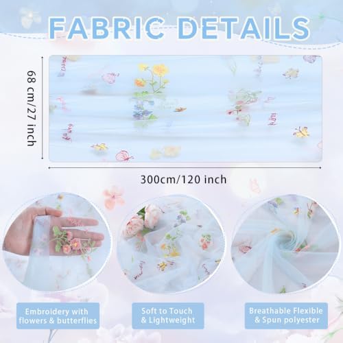 Flower Tulle Table Runner Gauze Centerpieces 10ft Embroidery Spring Lace - Image 4