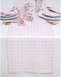 Solino Home 100% Pure Linen Table Runner Pink, Gingham Check 14 x 108 in by SolinoHome