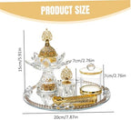 Glass Incense Holder, 5-Pieces Set Lotus Shape Incense Burner with Mirrored Tray, Storage Jar and Tongs, Arabian Style Ramadan Decorations - Image 6