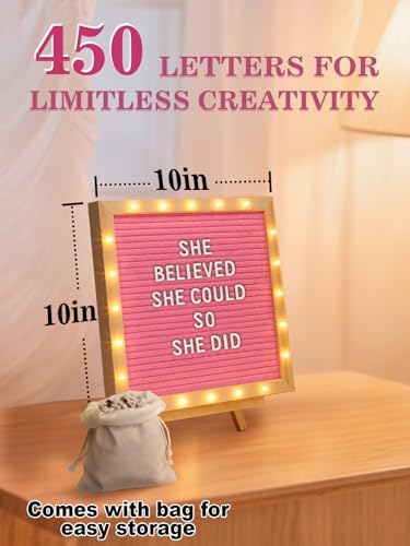 10"×10" Felt Letter Board with LED Lights & Stand, First Day of School Sign - Image 5