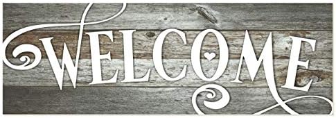 Welcome Gray Wood Rustic Style Wall Décor Sign 8x24 by MRC+Wood+Products