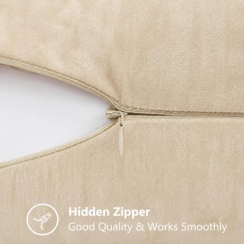 decorUhome Soft Chenille Beige Throw Pillow Covers 24X24 Set of 2 - Image 6