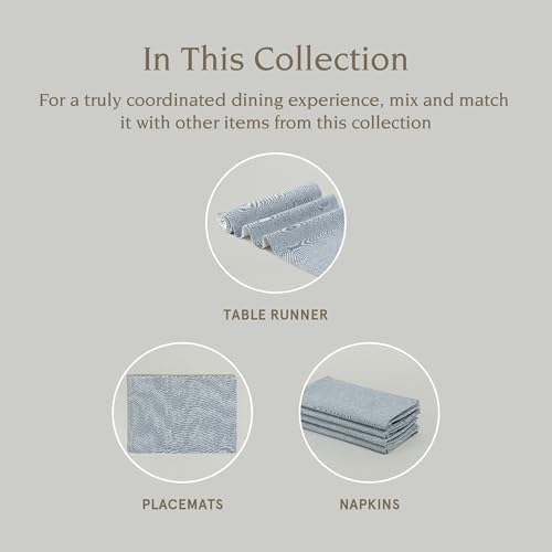 Over&Back 18x108 Woven Chambray Cotton Table Runner - Washable Table Runners for a Custom Home Decor Tablescape - Coffee Table, Dinner Table, Living Room - Blue - Image 4