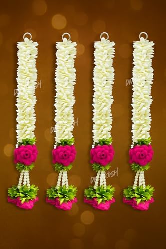 Divyakosh Set of 4 Wall Hangings -20 INCH for Home Decoration, Diwali Decor, Pink Flower, Handmade Diwali Decoration Psychedelic Wall hangings, Door Valance Hanging - Image 3