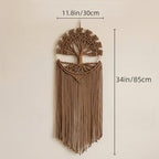 Sylfaen Tree of Life Macrame Wall Hanging - Boho Handmade Woven Tapestry - Dream Catcher Wall Decor Art Living Room - Macrame Tapestry Boho Decor for Bedroom (Brown) - Image 2