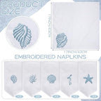 HunnmingRe 12 Pcs Coastal Party Cloth Napkins Bulks 100% Cotton, 17x17inch - Image 6