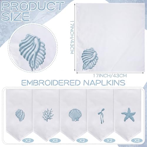 HunnmingRe 12 Pcs Coastal Party Cloth Napkins Bulks 100% Cotton, 17x17inch - Image 6