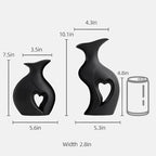 XL Black Snuggle Hollow Ceramic Flower Vase Home Decor Set of 2 - Image 5