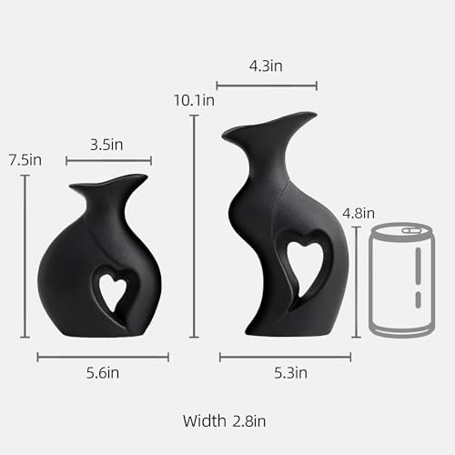 XL Black Snuggle Hollow Ceramic Flower Vase Home Decor Set of 2 - Image 5