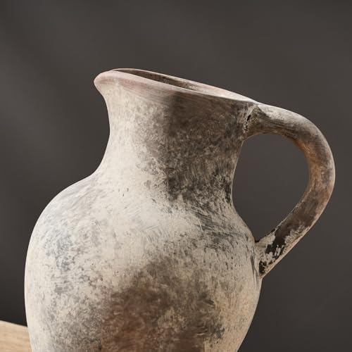SIDUCAL Ceramic Rustic Farmhouse Vase with Handle, Terracotta Vase, Minimalist Decorative Vases for Home Decor, Table, Living Room, Shelf, Christmas Decoration(Gray) - Image 7