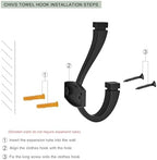 TUNNY Coat Hooks - 3 Pack Matte Black Towel Hooks Robe Hooks Decorative Wall Hooks for Bathroom Bedroom Kitchen Towel Robe Clothes Cabinet Closet Bathroom Hardware - Image 5
