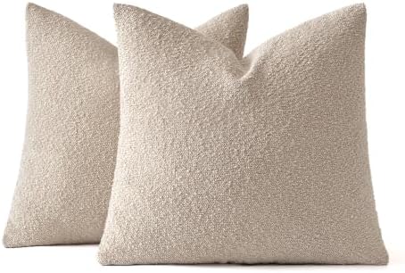 MIULEE 24x24 Decorative Euro Sham Boucle Couch Pillow Covers Oatmeal - Image 6