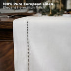 Signature Linen™ by D'Moksha, White Table Runner 48 Inches, 100% Pure Linen, Hemstitch, Coffee Table Runner, 14 x 48 Inch for Dresser Tables- Fall, Weddings, Outdoor Hosting - Image 3