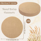 Aneco 50 Pieces Round Burlap Placemats 11.8 Inch Reusable Brown Table Mats Heat Resistant Natural Jute Fibers Placemats Burlap Circle Rustic Table Decorations for Dinner Holiday Farmhouse Decor - Image 2
