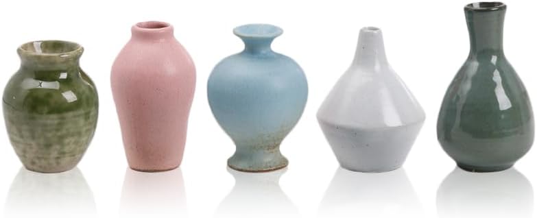 Ceramic Bud Vase Set of 5, Gradient Glaze Mini Small Vases - Image 3