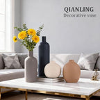 Ceramic Vase Set of 4, Modern Vases Home Decor, Neutral Decorative Vase for Bouquet Pampas Grass Dried Fresh Flowers, Small Vase for Living Room, Kitchen, Bedroom, Bathroom, Entryway Mantel, Decor - Image 6