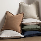 MIULEE Linen Fringe Decorative Fall Euro Throw Pillow Covers Brown 22x22 - Image 5