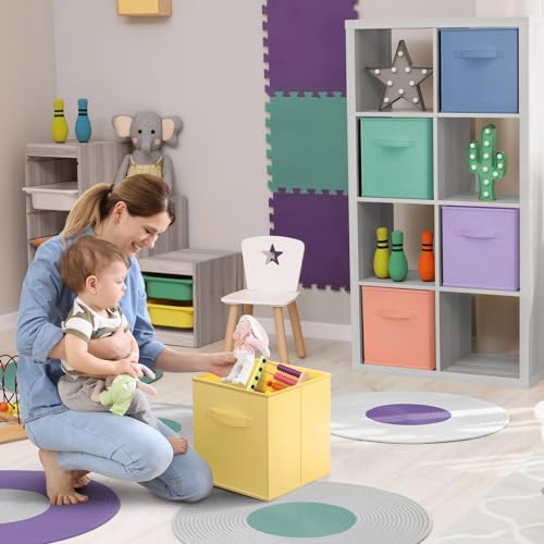 Sorbus Cube Storage Bin, Fabric, 6 Pack (11 Inch, Pastel Multi-Color) - Image 2