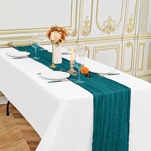 12 Pack Teal 10Ft Cheesecloth Table Runner - Image 4