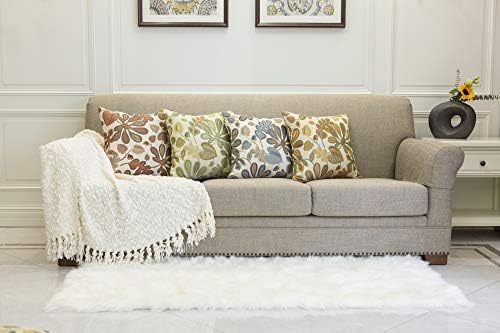 Mika Home Set of 2 Jacquard Tropical Leaf Pattern Throw Pillow Covers Decorative Pillowcase 20X20 Inches,Coral Cream - Image 4